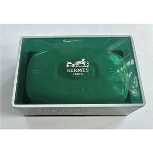 VINTAGE 90s HERMES EAU DE COLOGNE BAR SOAP TRAVEL CASE PENINSULA Hong Kong 150g